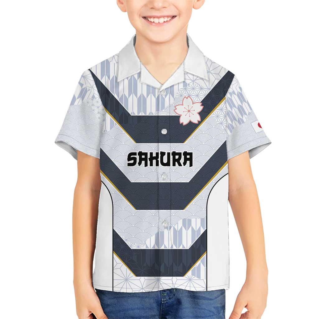 Japan Pacific Rugby 2022-23 Custom Family Matching Off Shoulder Short Dress and Hawaiian Shirt Black Sakura Japanese Wave Pattern