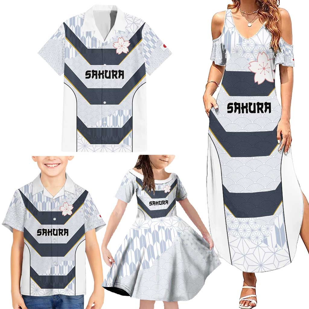 Japan Pacific Rugby 2022-23 Custom Family Matching Summer Maxi Dress and Hawaiian Shirt Black Sakura Japanese Wave Pattern
