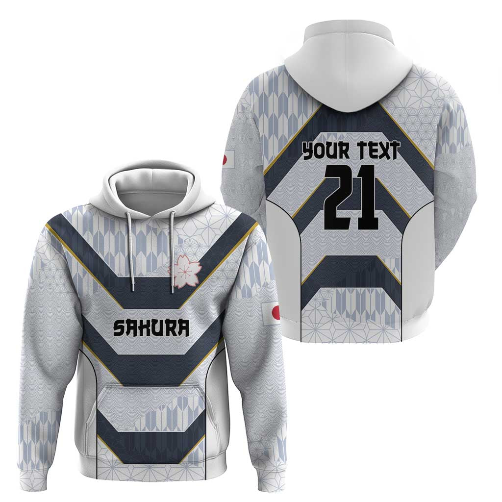 Japan Pacific Rugby 2022-23 Custom Hoodie Black Sakura Japanese Wave Pattern