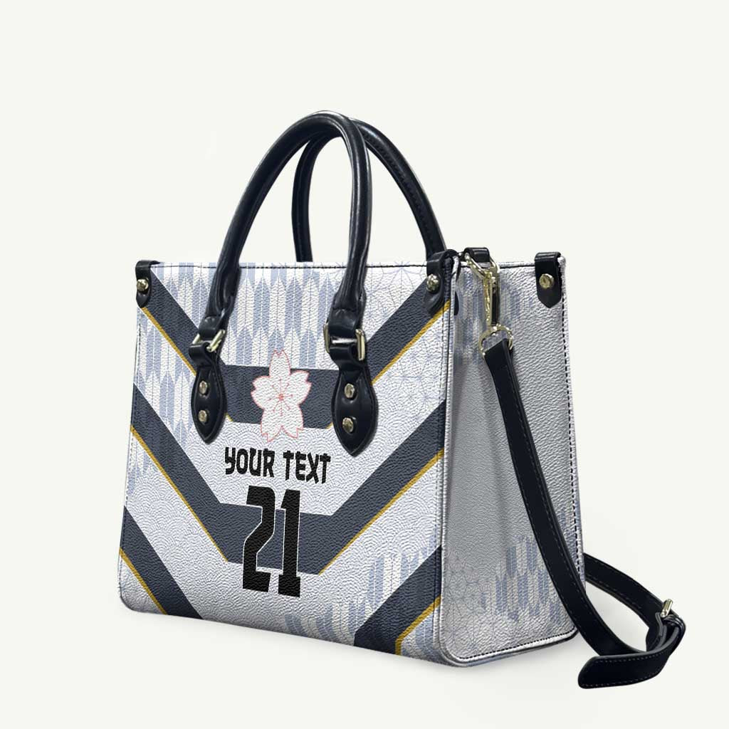 Japan Pacific Rugby 2022-23 Custom Leather Bag Black Sakura Japanese Wave Pattern - Polynesian Pride