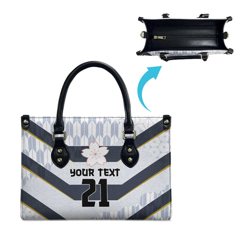 Japan Pacific Rugby 2022-23 Custom Leather Bag Black Sakura Japanese Wave Pattern - Polynesian Pride