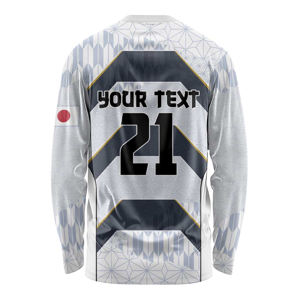 Japan Pacific Rugby 2022-23 Custom Long Sleeve Shirt Black Sakura Japanese Wave Pattern
