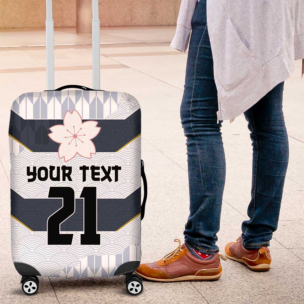 Japan Pacific Rugby 2022-23 Custom Luggage Cover Black Sakura Japanese Wave Pattern