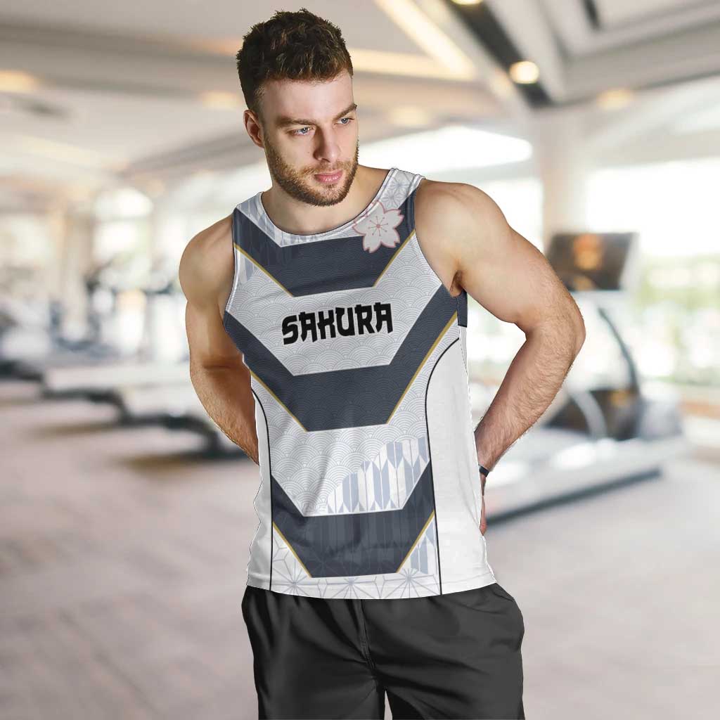 Japan Pacific Rugby 2022-23 Custom Men Tank Top Black Sakura Japanese Wave Pattern