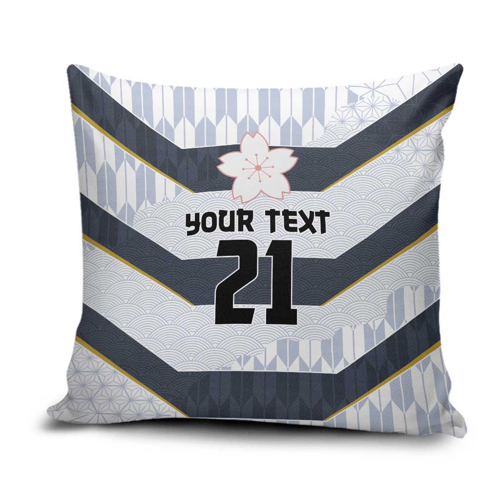 Japan Pacific Rugby 2022-23 Custom Pillow Cover Black Sakura Japanese Wave Pattern - Polynesian Pride