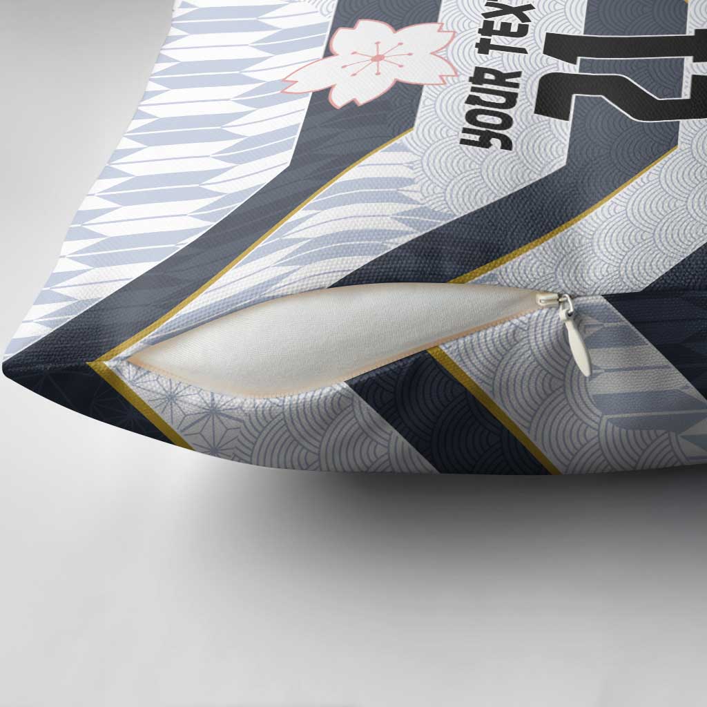 Japan Pacific Rugby 2022-23 Custom Pillow Cover Black Sakura Japanese Wave Pattern - Polynesian Pride