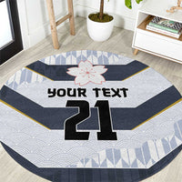 Japan Pacific Rugby 2022-23 Custom Round Carpet Black Sakura Japanese Wave Pattern