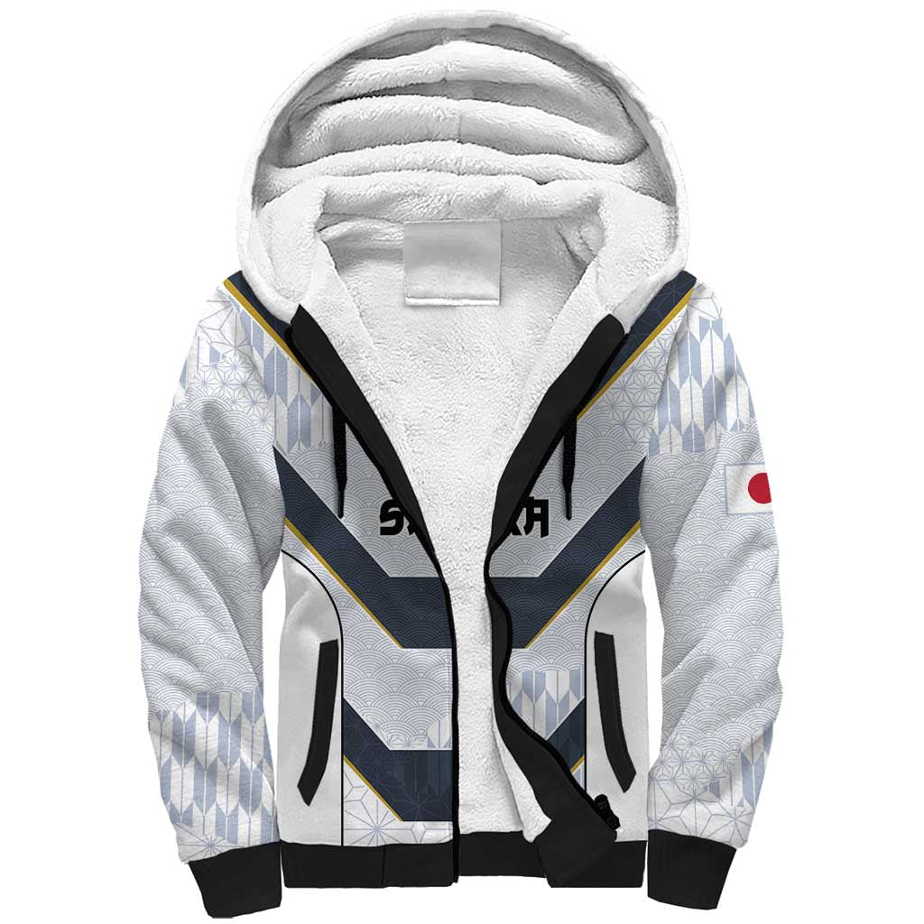 Japan Pacific Rugby 2022-23 Custom Sherpa Hoodie Black Sakura Japanese Wave Pattern