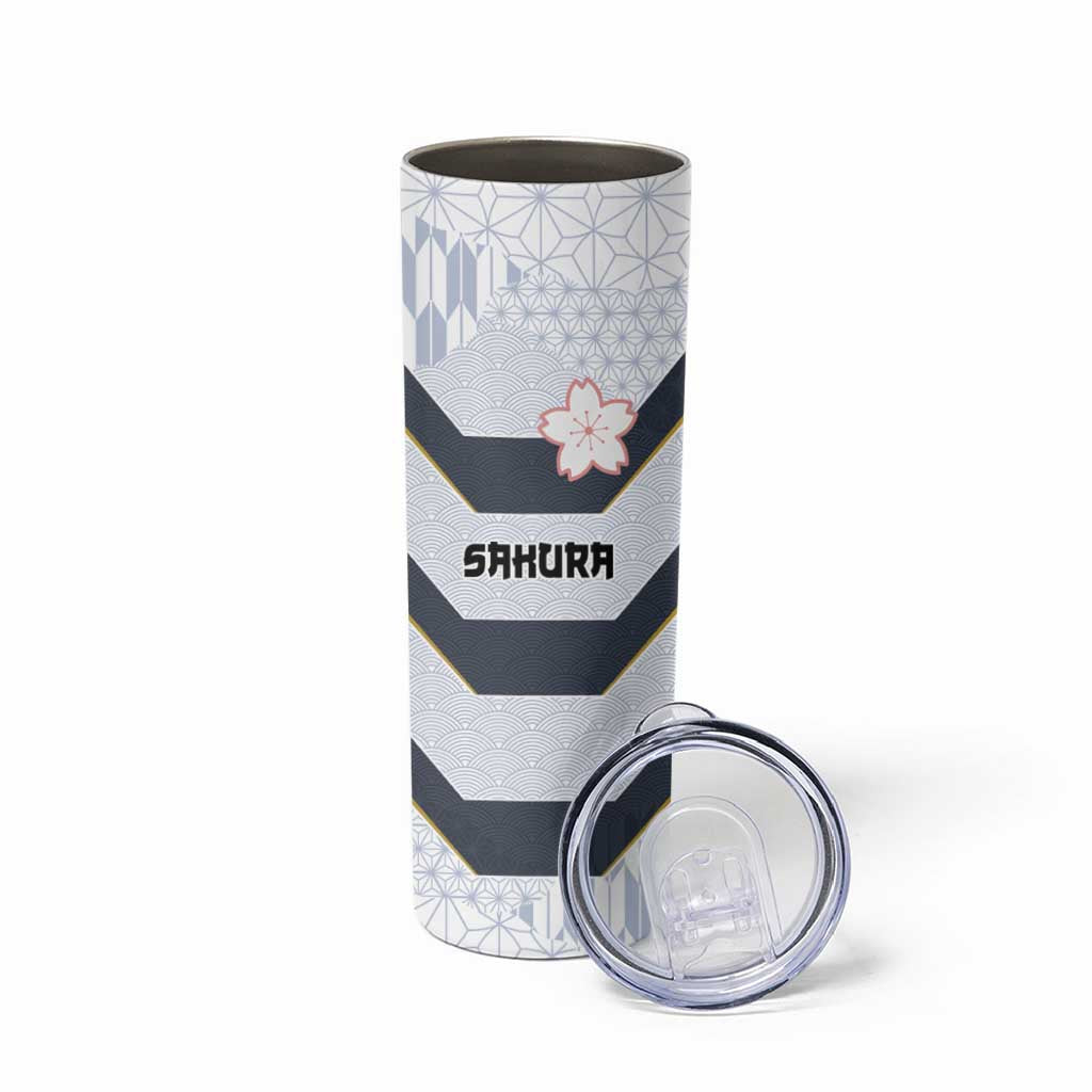 Japan Pacific Rugby 2022-23 Custom Skinny Tumbler Black Sakura Japanese Wave Pattern