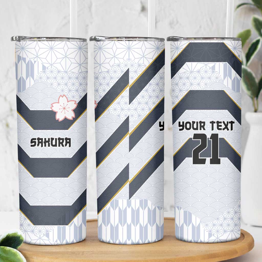 Japan Pacific Rugby 2022-23 Custom Skinny Tumbler Black Sakura Japanese Wave Pattern