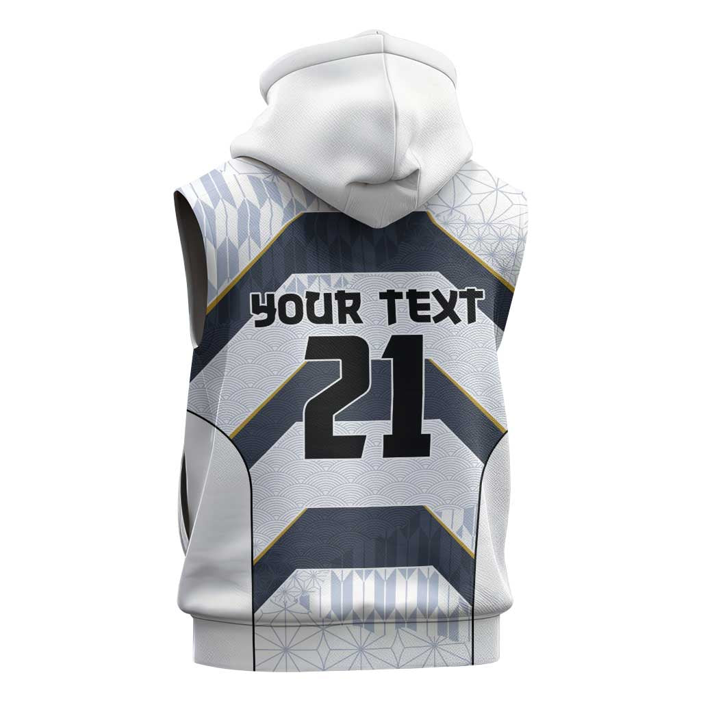 Japan Pacific Rugby 2022-23 Custom Sleeveless Zip Hoodie Black Sakura Japanese Wave Pattern - Polynesian Pride