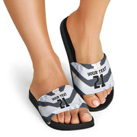 Japan Pacific Rugby 2022-23 Custom Slide Sandals Black Sakura Japanese Wave Pattern - Polynesian Pride