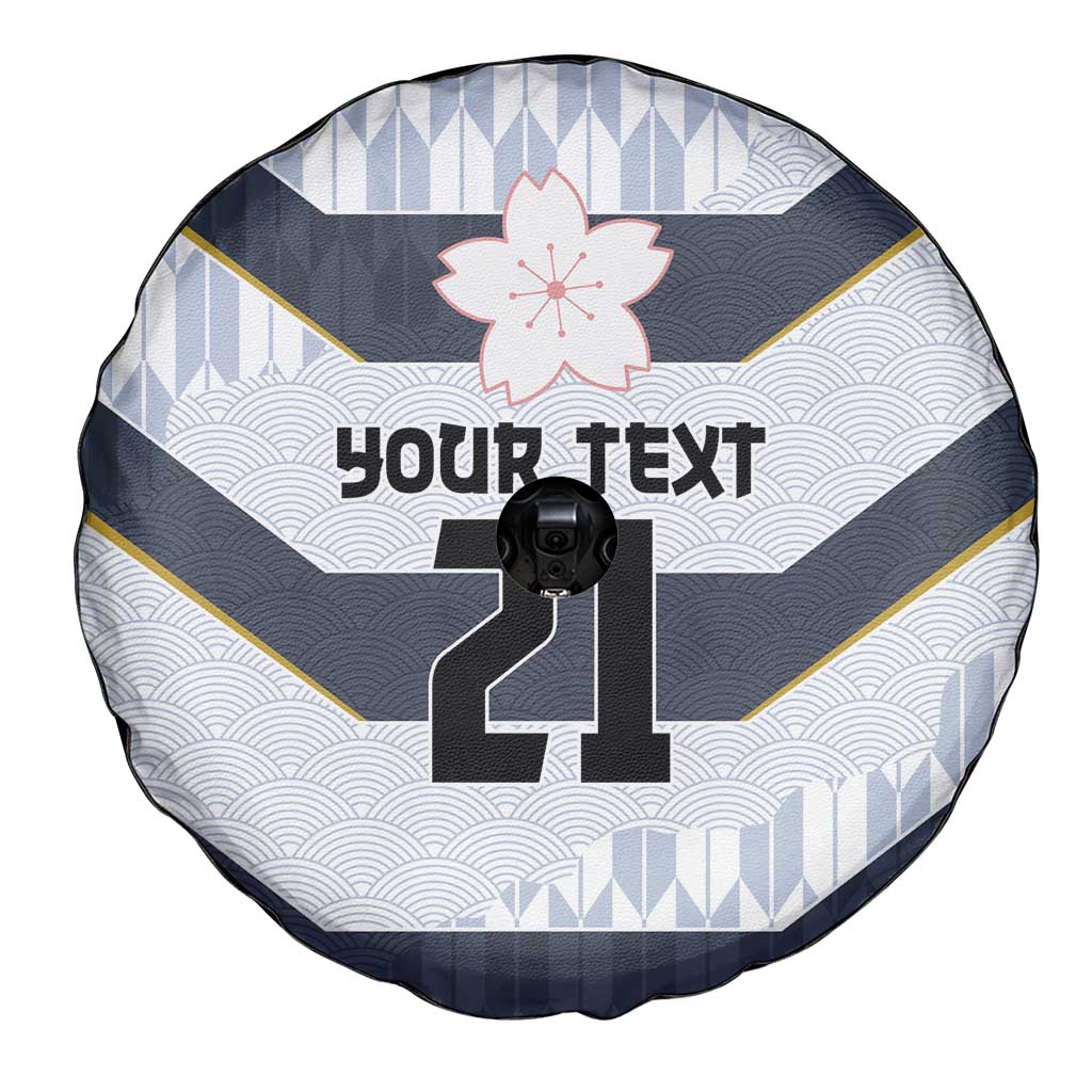 Japan Pacific Rugby 2022-23 Custom Spare Tire Cover Black Sakura Japanese Wave Pattern