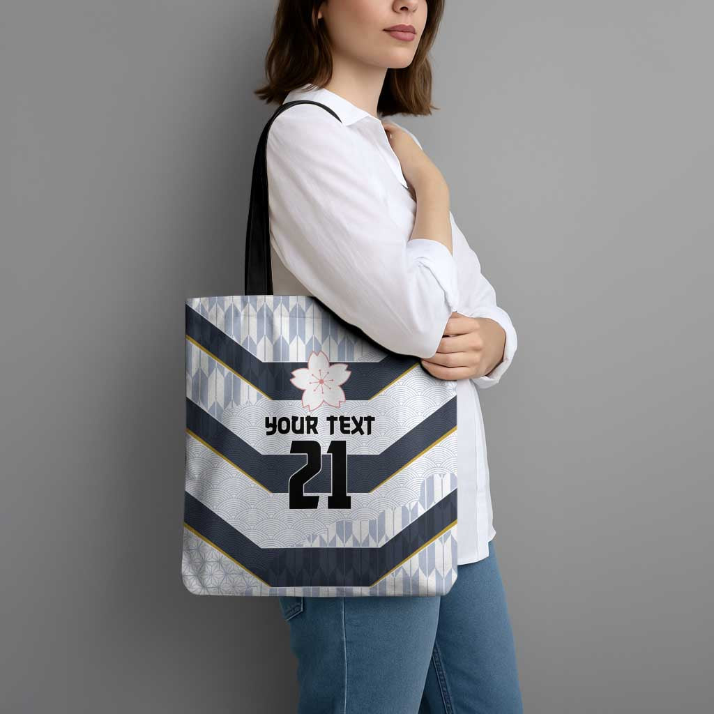 Japan Pacific Rugby 2022-23 Custom Tote Bag Black Sakura Japanese Wave Pattern - Polynesian Pride