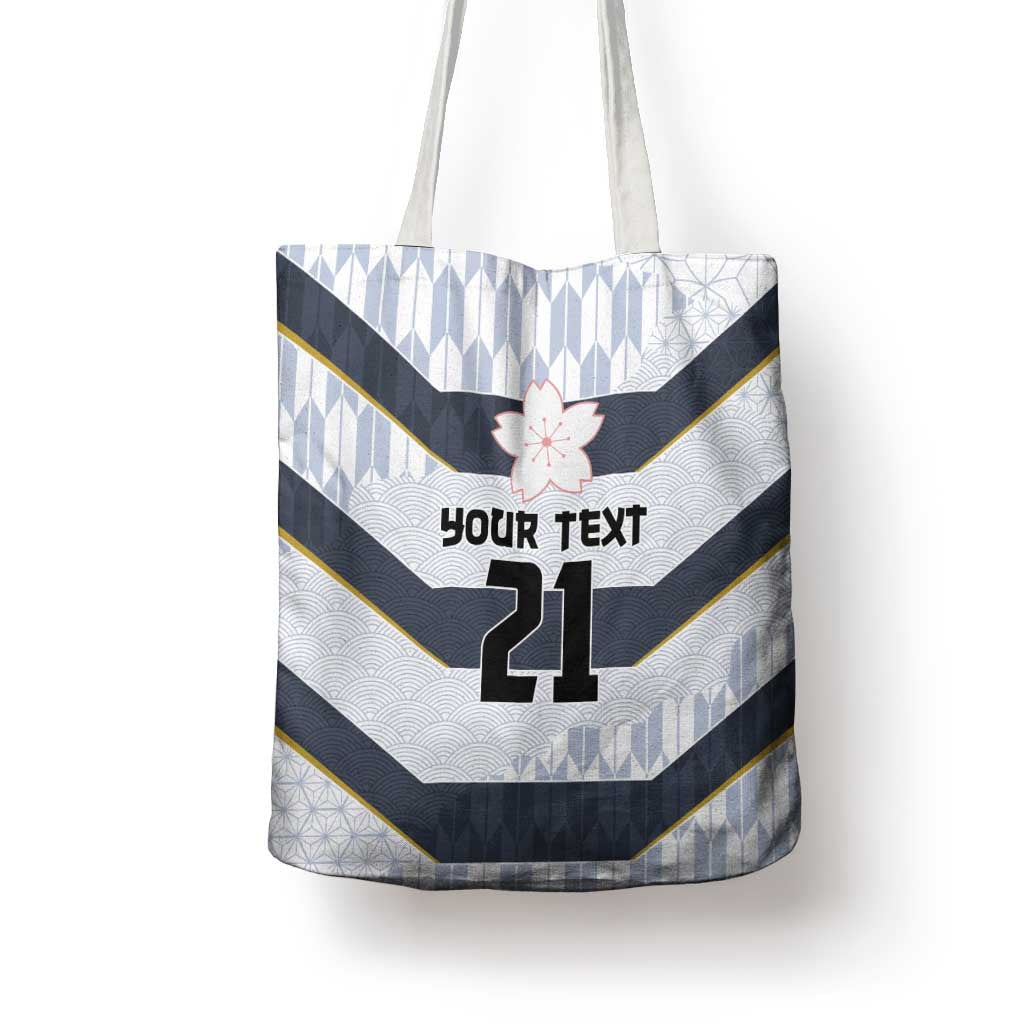 Japan Pacific Rugby 2022-23 Custom Tote Bag Black Sakura Japanese Wave Pattern - Polynesian Pride