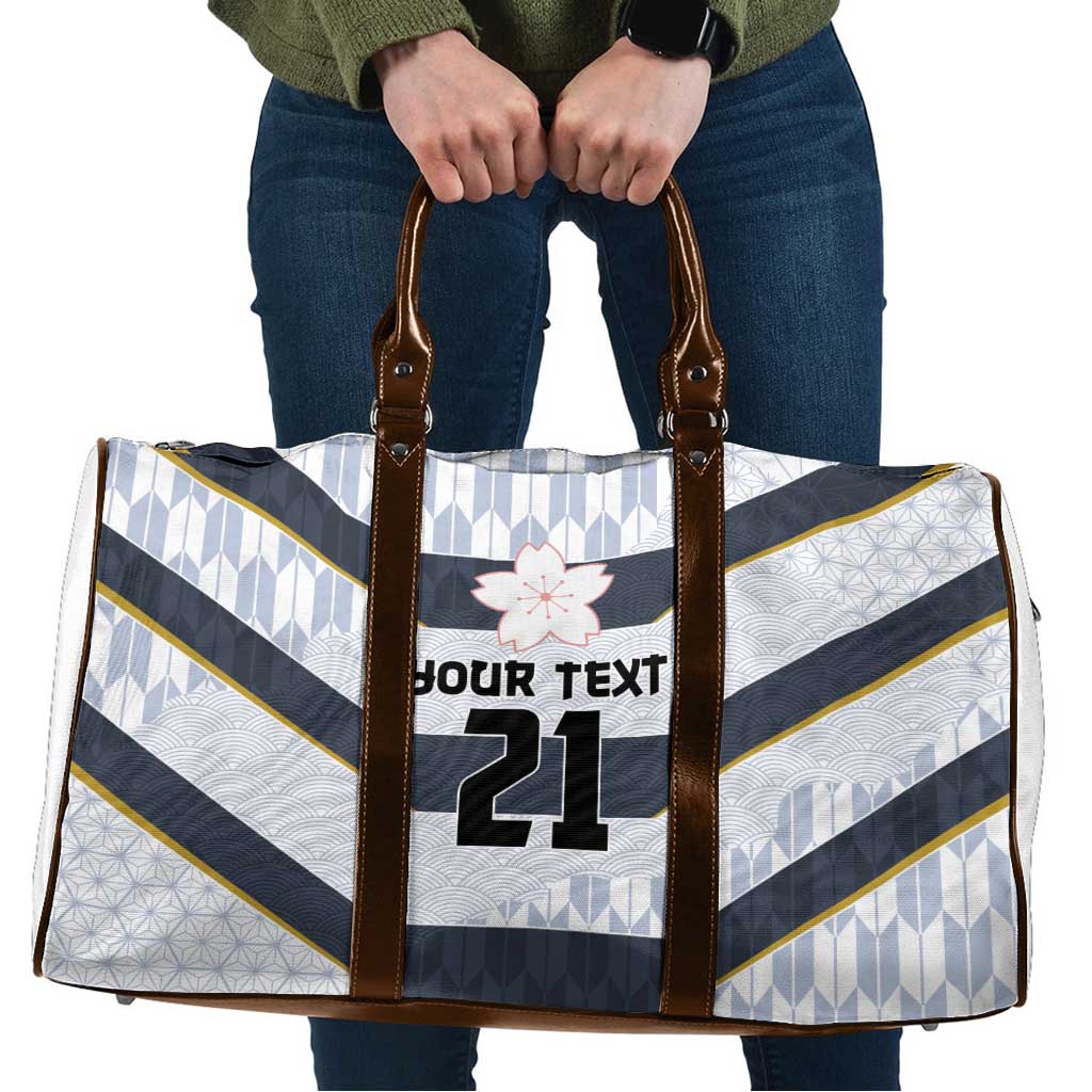 Japan Pacific Rugby 2022-23 Custom Travel Bag Black Sakura Japanese Wave Pattern - Polynesian Pride