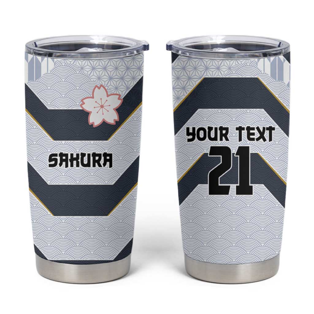 Japan Pacific Rugby 2022-23 Custom Tumbler Cup Black Sakura Japanese Wave Pattern