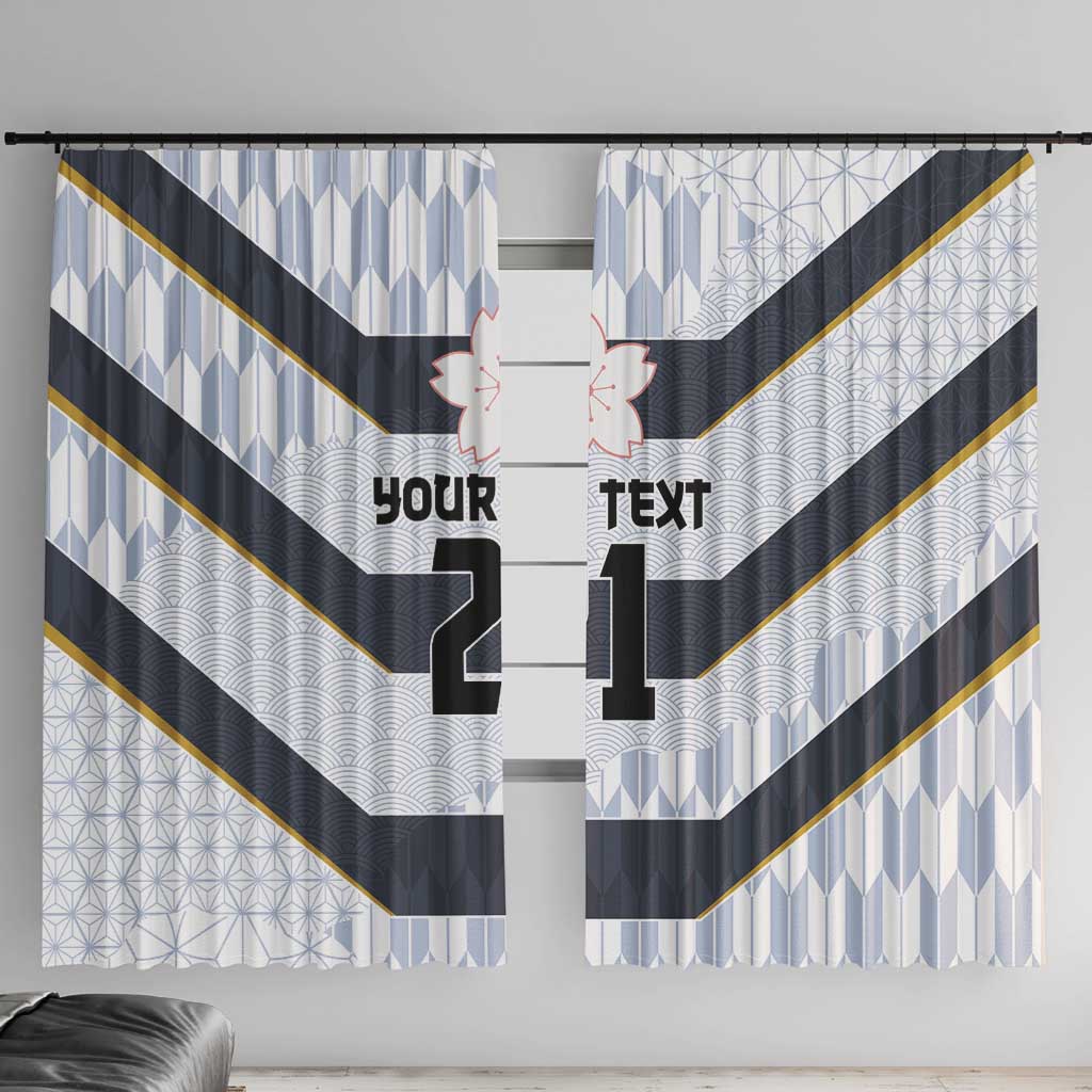 Japan Pacific Rugby 2022-23 Custom Window Curtain Black Sakura Japanese Wave Pattern