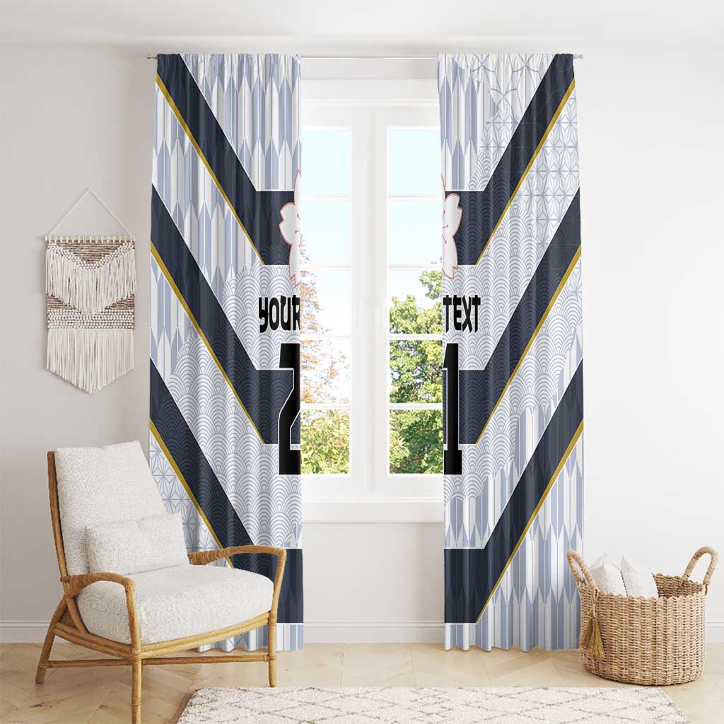 Japan Pacific Rugby 2022-23 Custom Window Curtain Black Sakura Japanese Wave Pattern