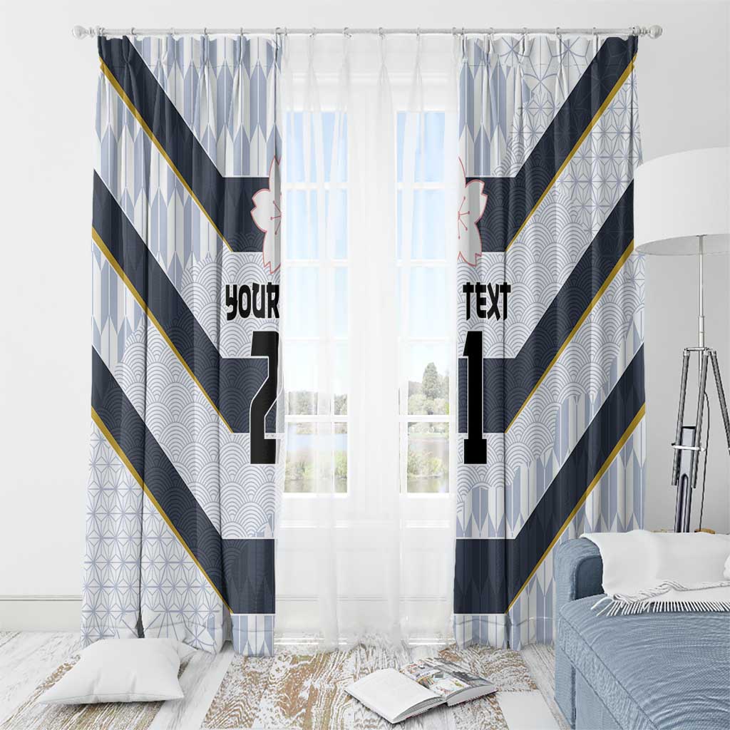 Japan Pacific Rugby 2022-23 Custom Window Curtain Black Sakura Japanese Wave Pattern