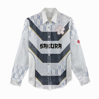 Japan Pacific Rugby 2022-23 Custom Women Casual Shirt Black Sakura Japanese Wave Pattern