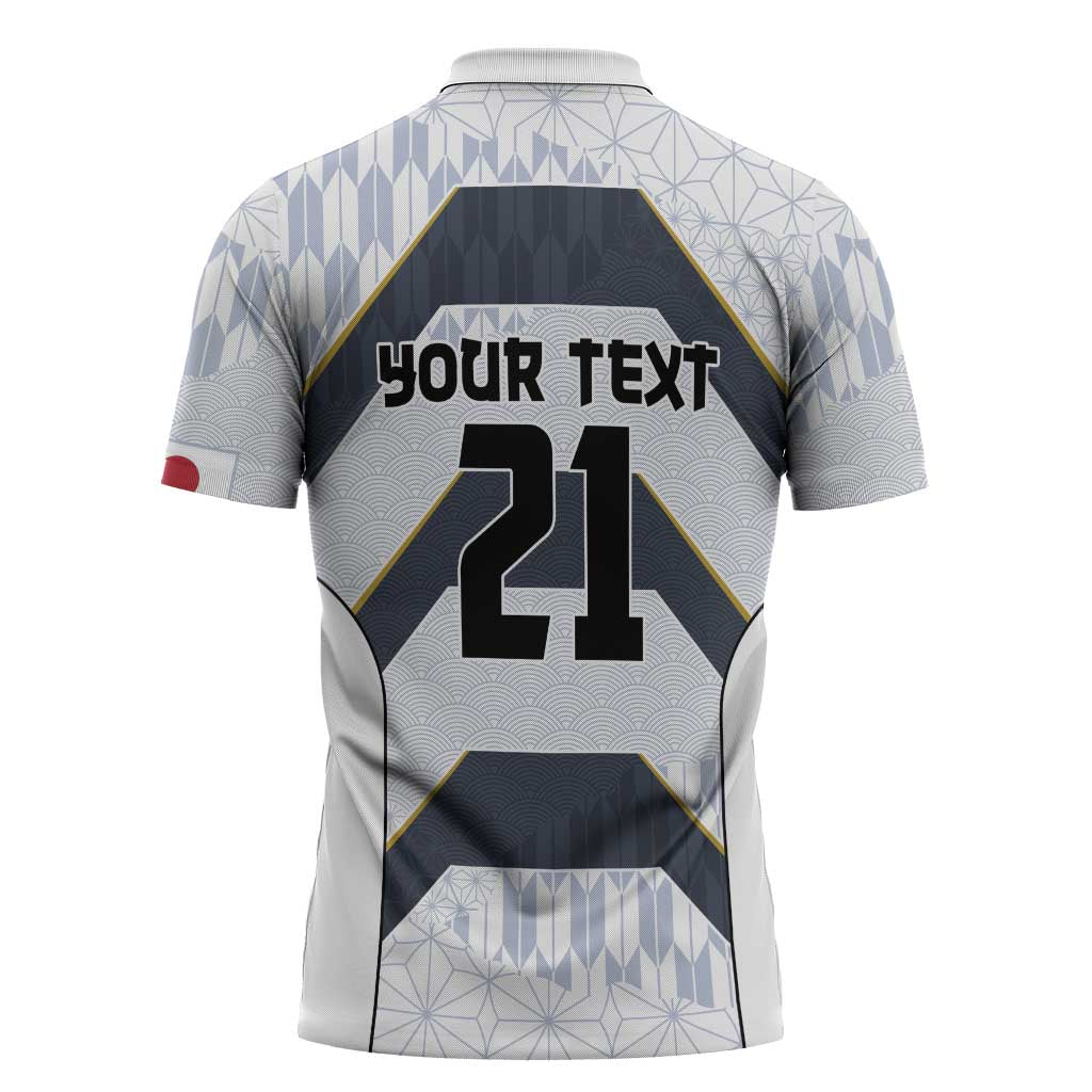 Japan Pacific Rugby 2022-23 Custom Zipper Polo Shirt Black Sakura Japanese Wave Pattern - Polynesian Pride