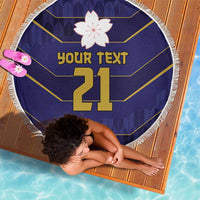 Japan Pacific Rugby 2022-23 Custom Beach Blanket Blue Sakura Japanese Wave Pattern