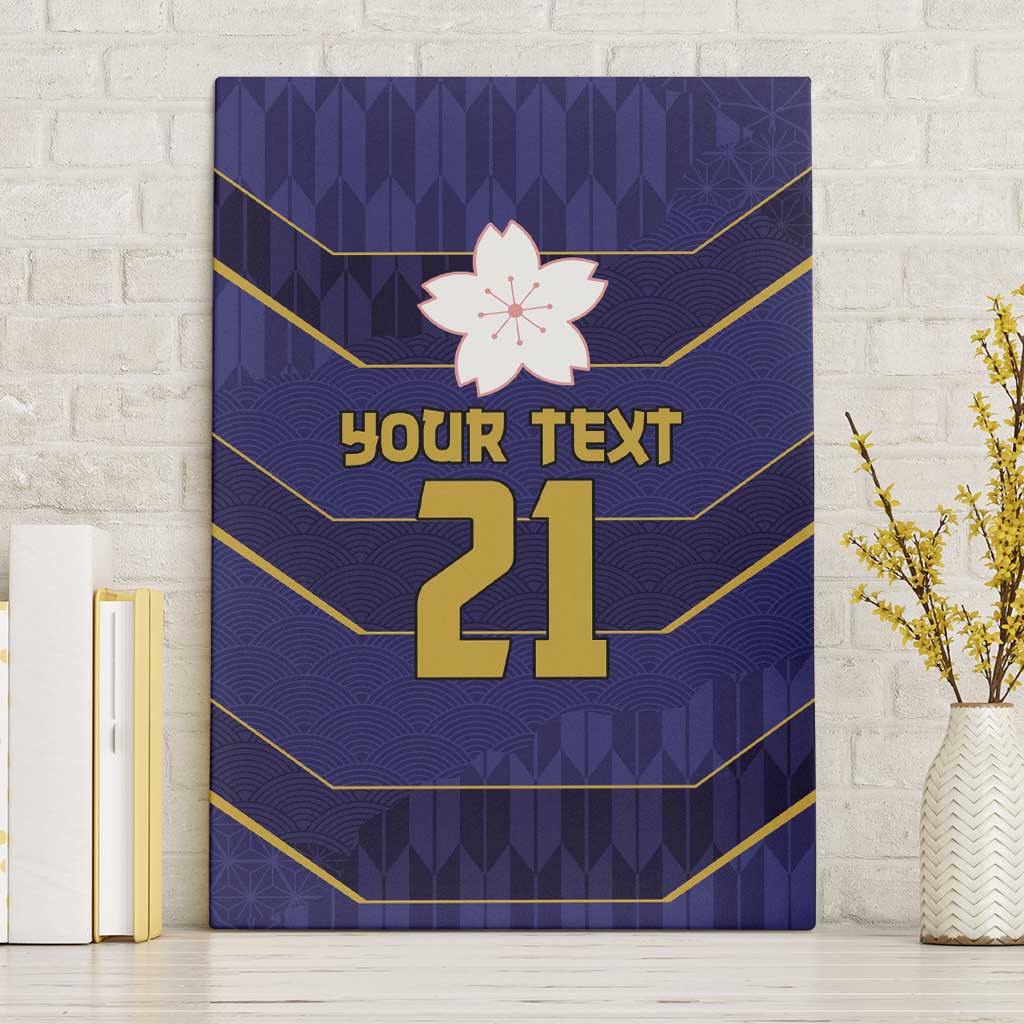 Japan Pacific Rugby 2022-23 Custom Canvas Wall Art Blue Sakura Japanese Wave Pattern