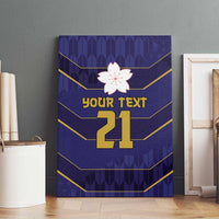 Japan Pacific Rugby 2022-23 Custom Canvas Wall Art Blue Sakura Japanese Wave Pattern
