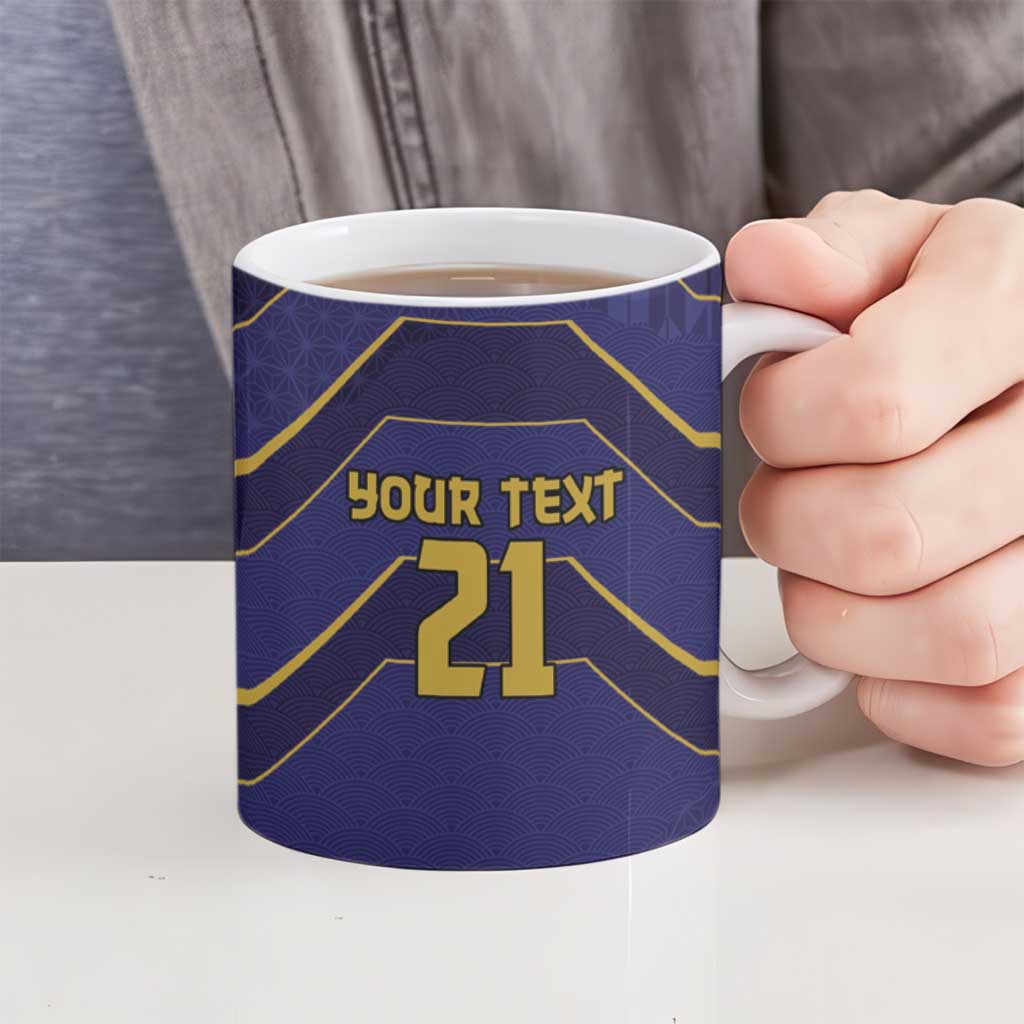 Japan Pacific Rugby 2022-23 Custom Ceramic Mug Blue Sakura Japanese Wave Pattern - Polynesian Pride