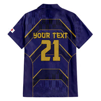 Japan Pacific Rugby 2022-23 Custom Family Matching Short Sleeve Bodycon Dress and Hawaiian Shirt Blue Sakura Japanese Wave Pattern