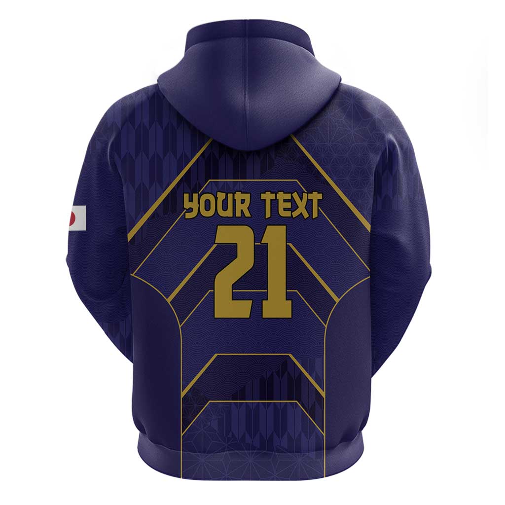 Japan Pacific Rugby 2022-23 Custom Hoodie Blue Sakura Japanese Wave Pattern