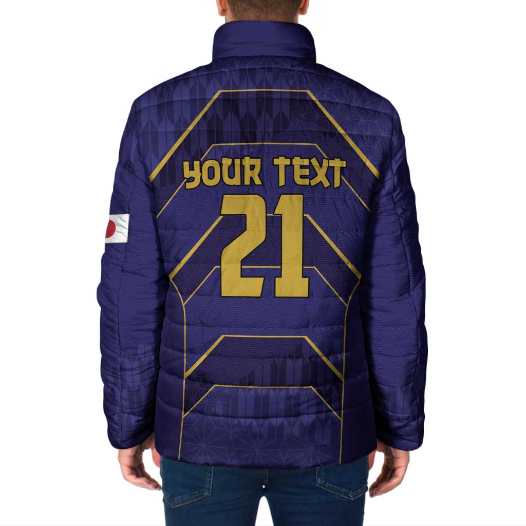 Japan Pacific Rugby 2022-23 Custom Padded Jacket Blue Sakura Japanese Wave Pattern - Polynesian Pride