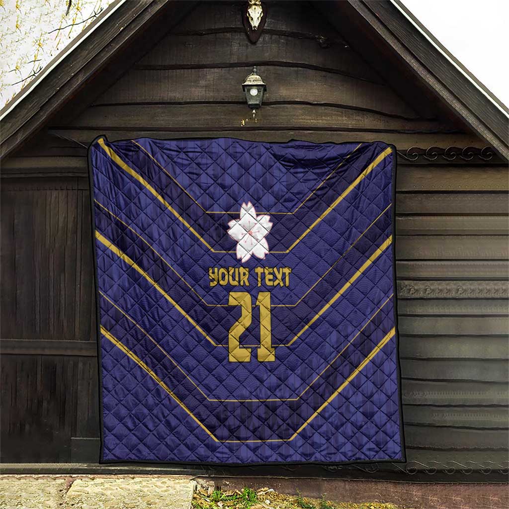 Japan Pacific Rugby 2022-23 Custom Quilt Blue Sakura Japanese Wave Pattern