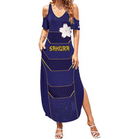 Japan Pacific Rugby 2022-23 Custom Summer Maxi Dress Blue Sakura Japanese Wave Pattern