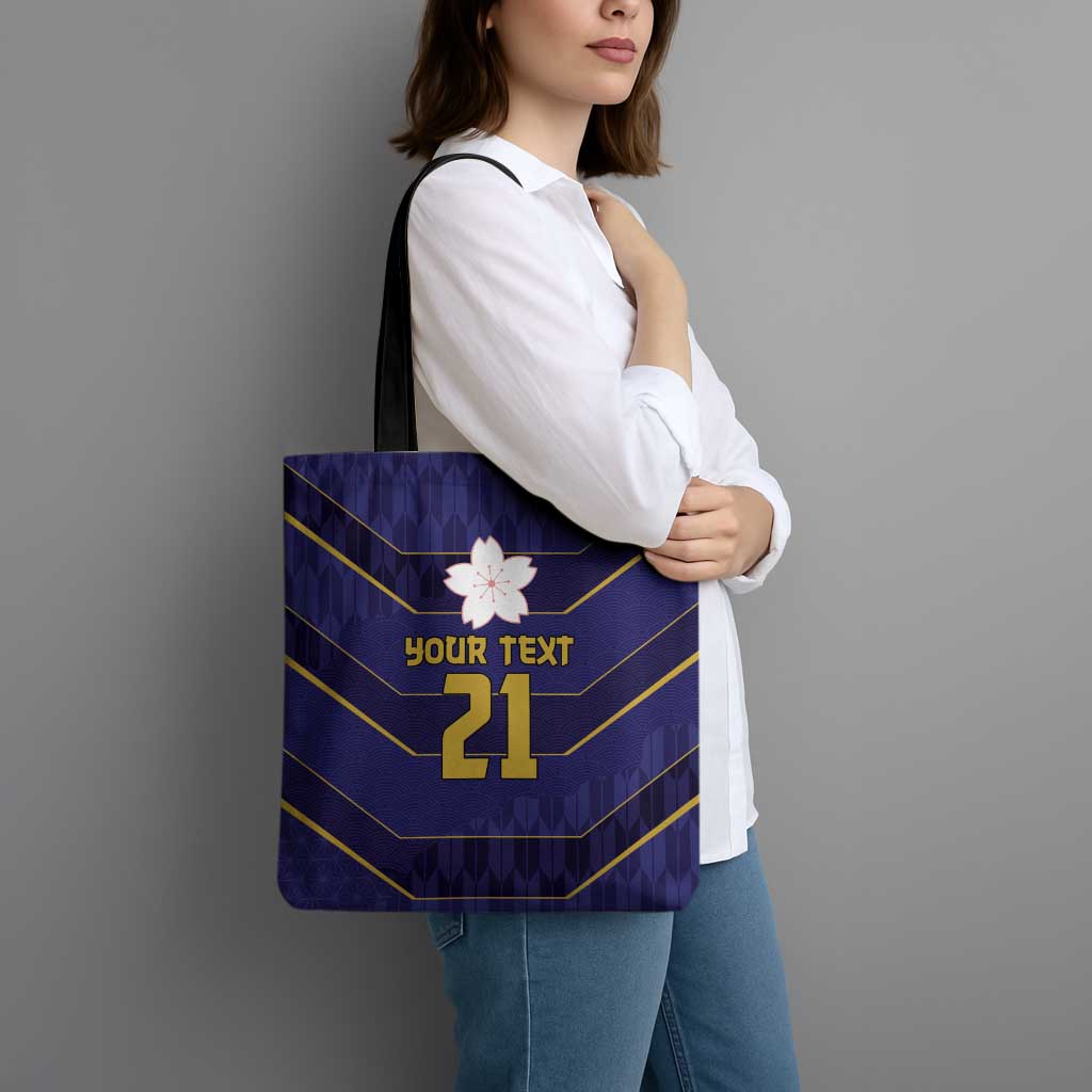 Japan Pacific Rugby 2022-23 Custom Tote Bag Blue Sakura Japanese Wave Pattern - Polynesian Pride