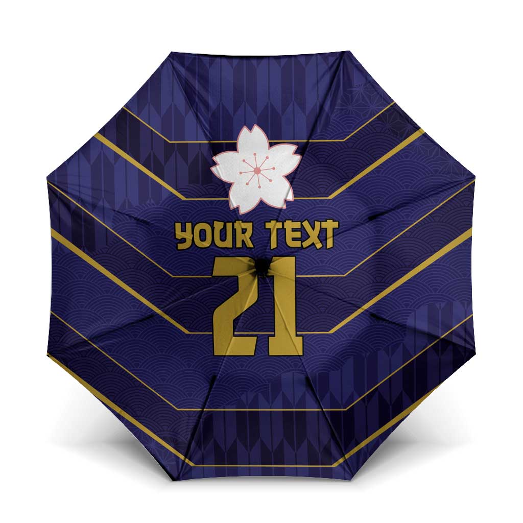 Japan Pacific Rugby 2022-23 Custom Umbrella Blue Sakura Japanese Wave Pattern - Polynesian Pride