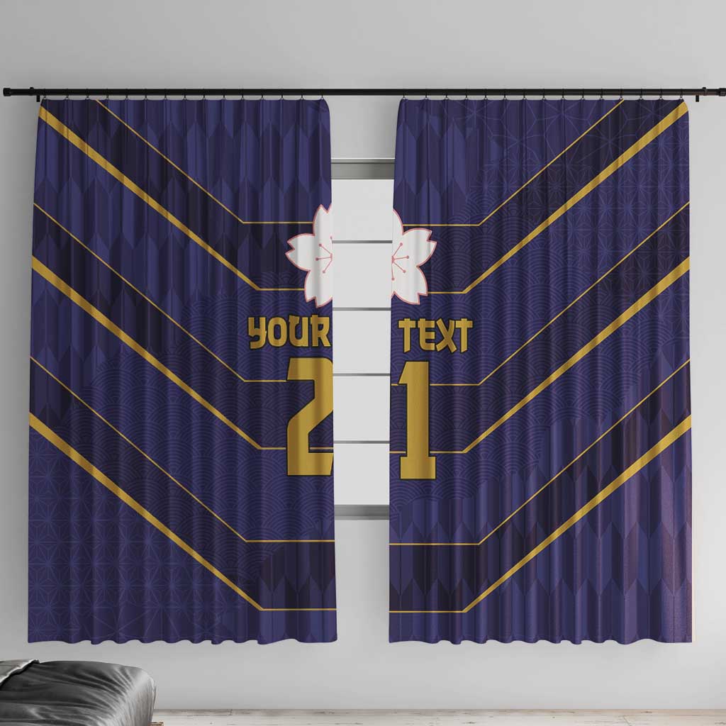 Japan Pacific Rugby 2022-23 Custom Window Curtain Blue Sakura Japanese Wave Pattern
