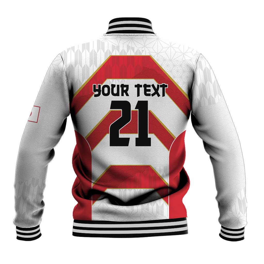Japan Pacific Rugby 2022-23 Custom Baseball Jacket Red Sakura Japanese Wave Pattern