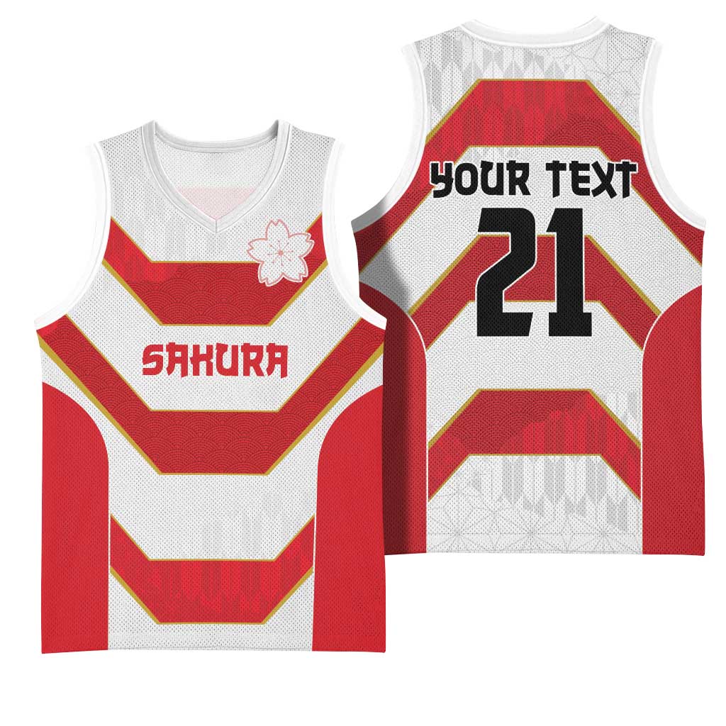 Japan Pacific Rugby 2022-23 Custom Basketball Jersey Red Sakura Japanese Wave Pattern - Polynesian Pride