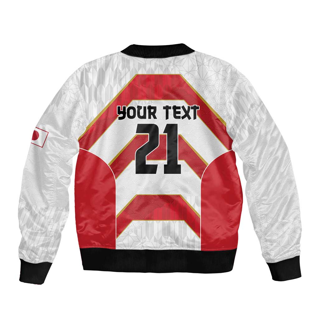 Japan Pacific Rugby 2022-23 Custom Bomber Jacket Red Sakura Japanese Wave Pattern