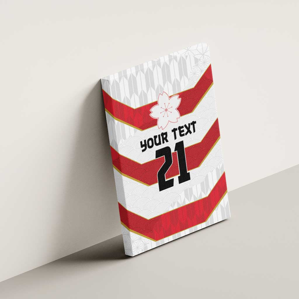 Japan Pacific Rugby 2022-23 Custom Canvas Wall Art Red Sakura Japanese Wave Pattern