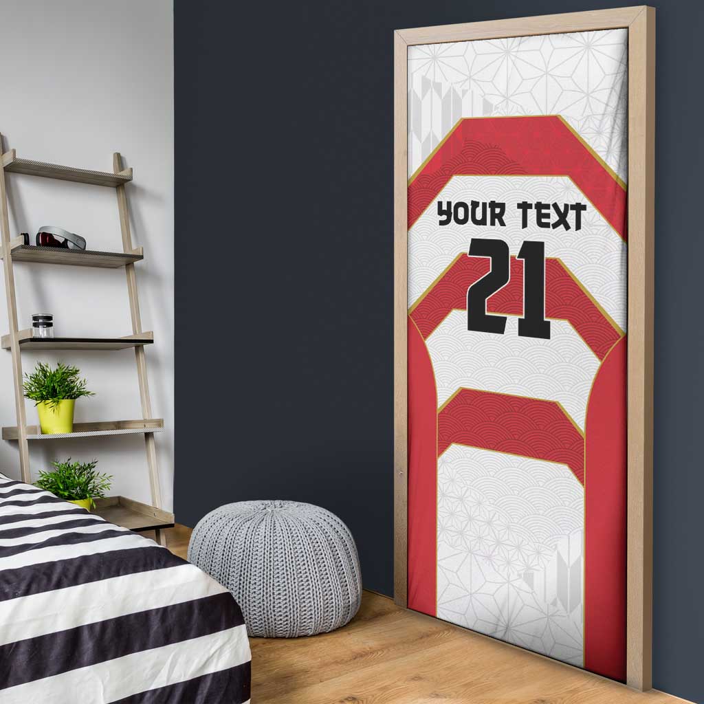 Japan Pacific Rugby 2022-23 Custom Door Cover Red Sakura Japanese Wave Pattern - Polynesian Pride