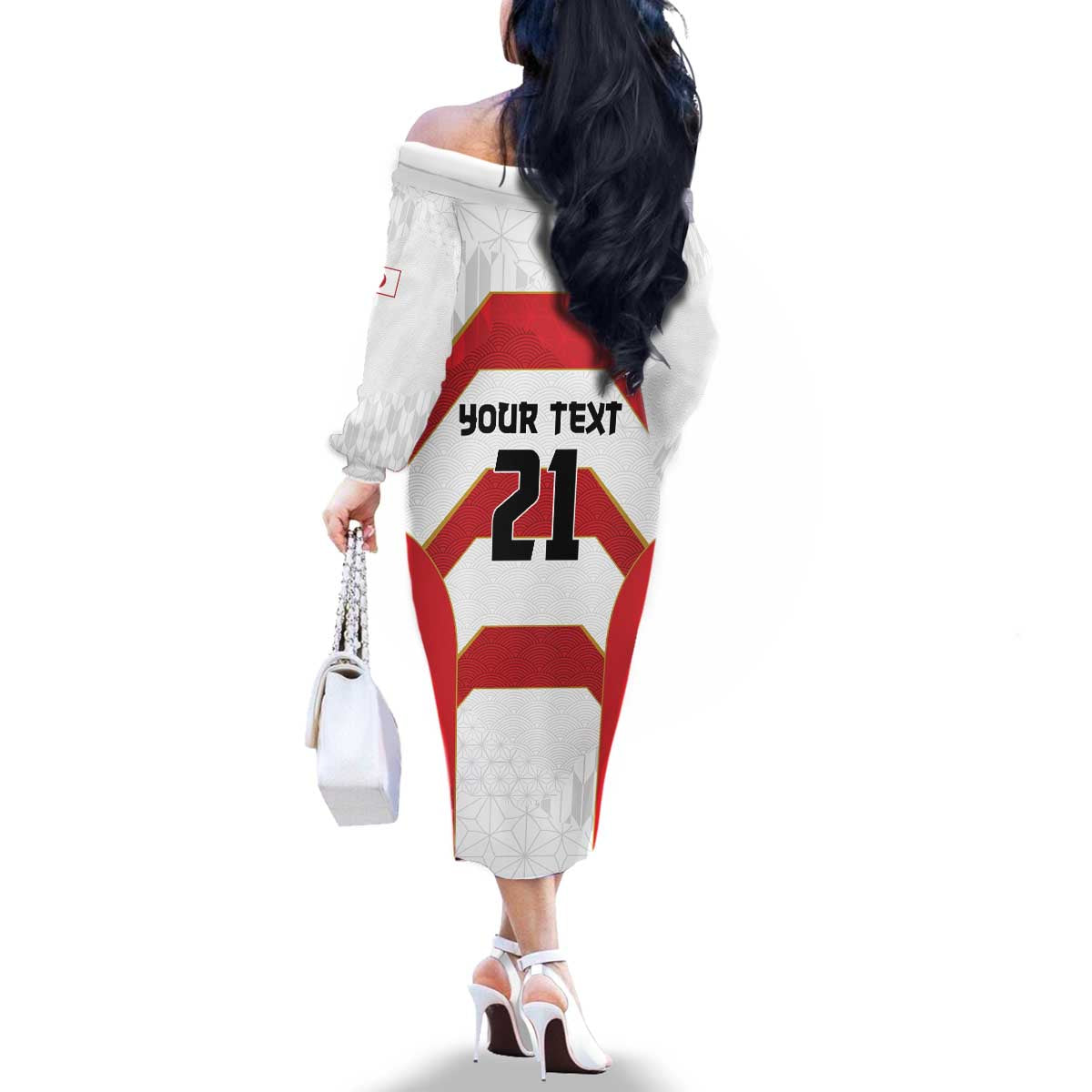 Japan Pacific Rugby 2022-23 Custom Family Matching Off The Shoulder Long Sleeve Dress and Hawaiian Shirt Red Sakura Japanese Wave Pattern