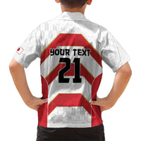 Japan Pacific Rugby 2022-23 Custom Family Matching Off Shoulder Short Dress and Hawaiian Shirt Red Sakura Japanese Wave Pattern