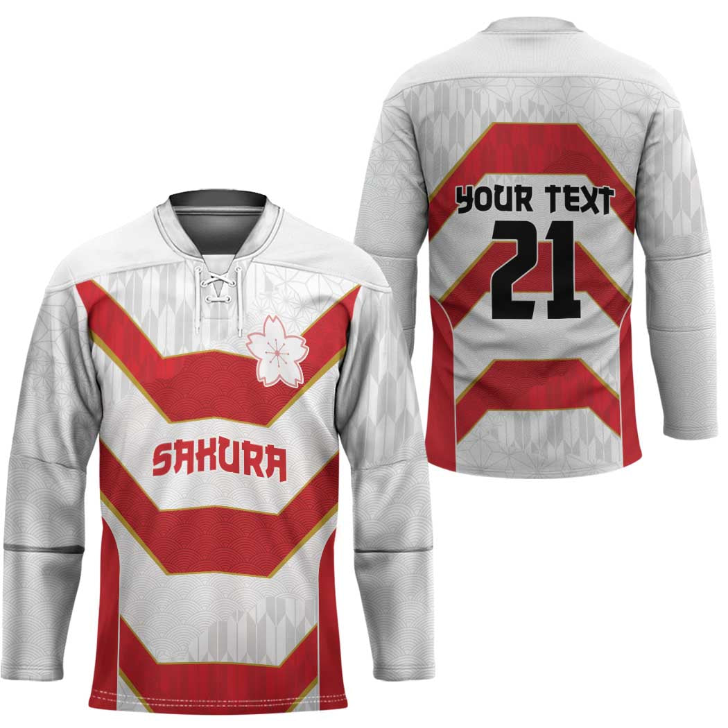 Japan Pacific Rugby 2022-23 Custom Hockey Jersey Red Sakura Japanese Wave Pattern - Polynesian Pride