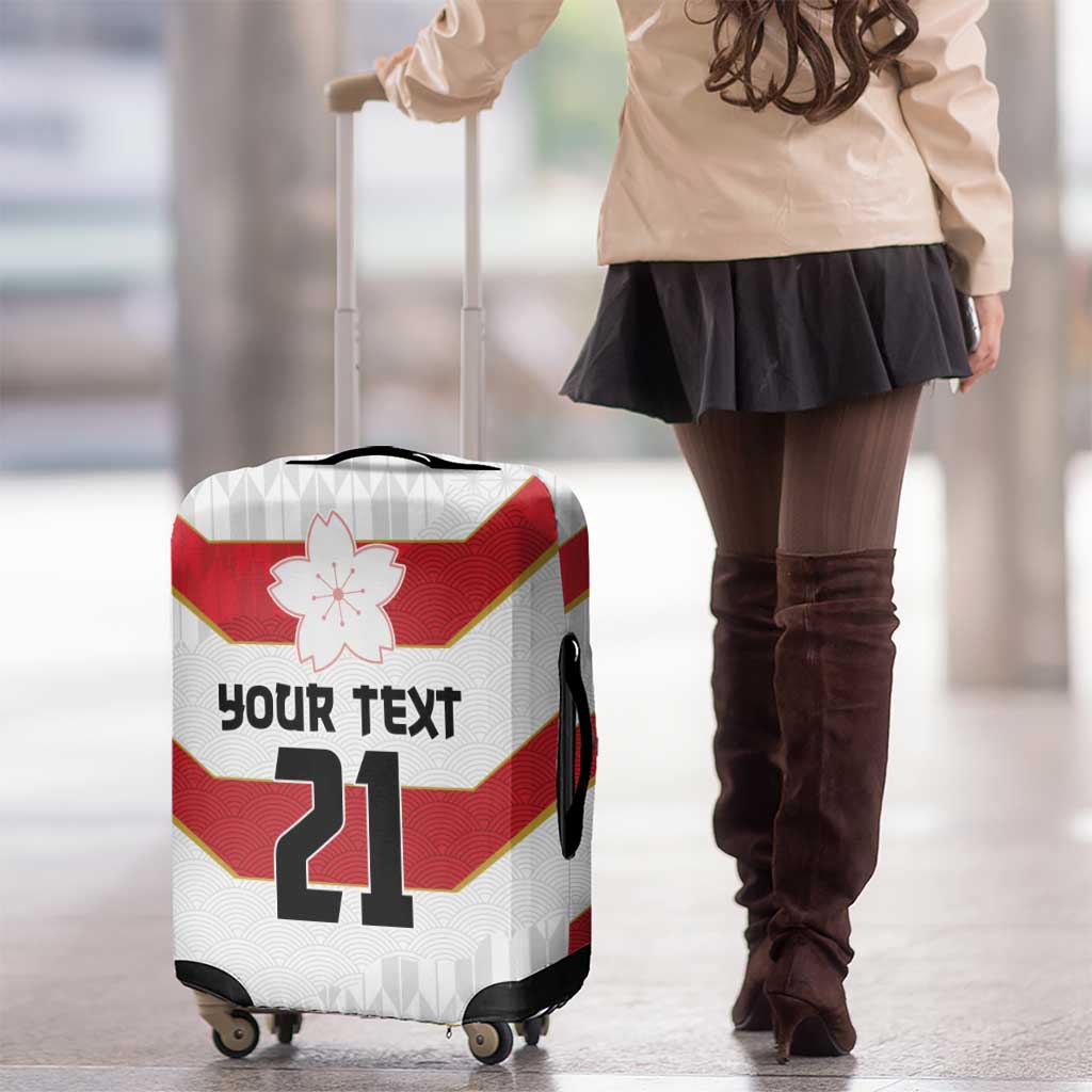 Japan Pacific Rugby 2022-23 Custom Luggage Cover Red Sakura Japanese Wave Pattern