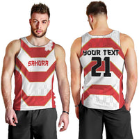 Japan Pacific Rugby 2022-23 Custom Men Tank Top Red Sakura Japanese Wave Pattern