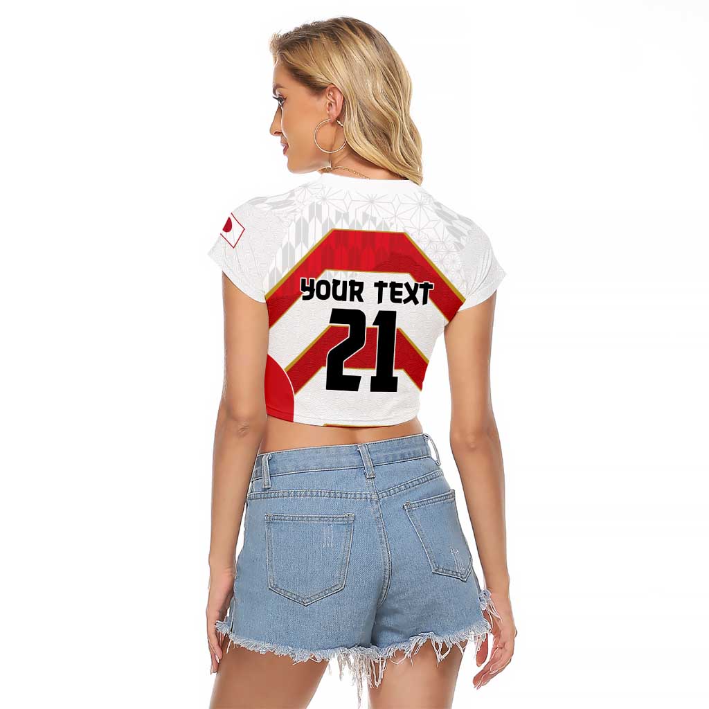 Japan Pacific Rugby 2022-23 Custom Raglan Cropped T Shirt Red Sakura Japanese Wave Pattern