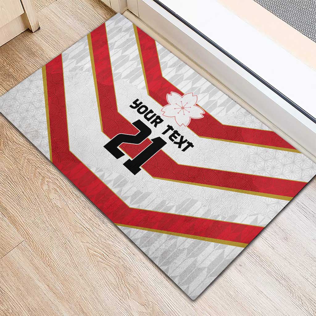 Japan Pacific Rugby 2022-23 Custom Rubber Doormat Red Sakura Japanese Wave Pattern